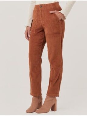 Pact Corduroy Peg Pants Organic Cotton Burnt Orange Rust Women's Small S